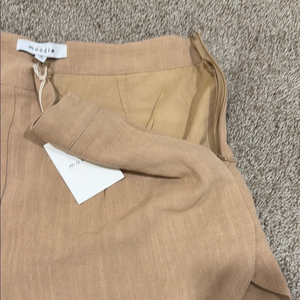 Moodie High Waist Tan Women's Shorts - Picture 2 of 3